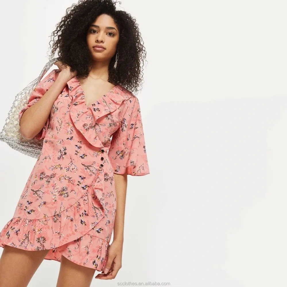 pink floral topshop dress Topshop Pink Floral Dress Ruffles 6 Valentines Day